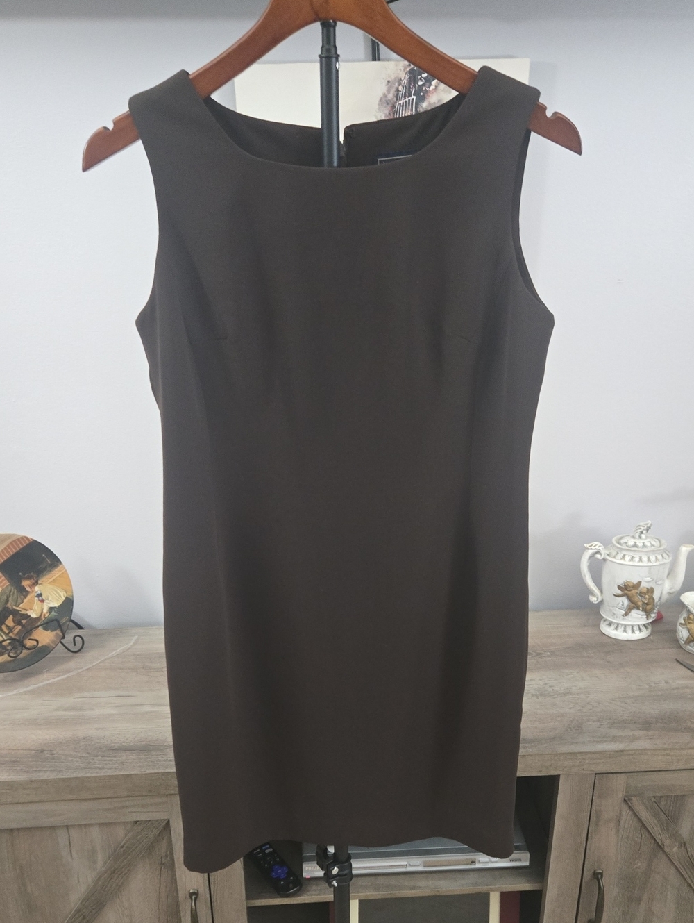 Laura Scott Sleeveless Midi Sheath Dress in Brown